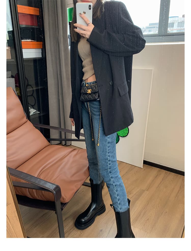 プラットフォーム厚底ショートブーツ