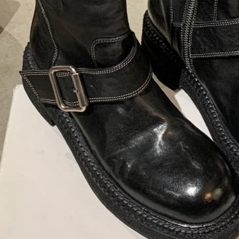 ショートブーツ サイドベルト付きショートエンジニアブーツ