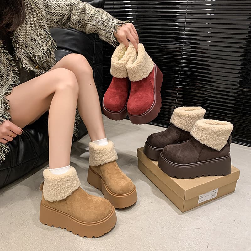 もこもこ厚底ムートンショートブーツ