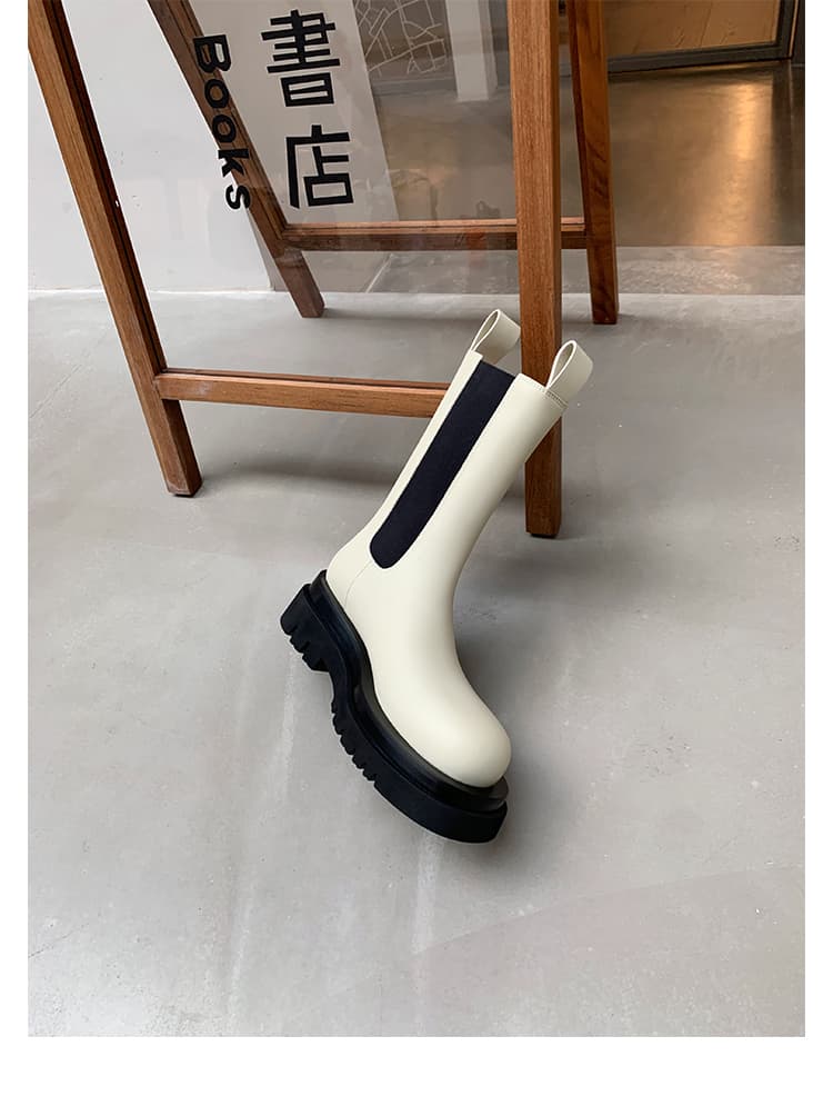 プラットフォーム厚底ショートブーツ