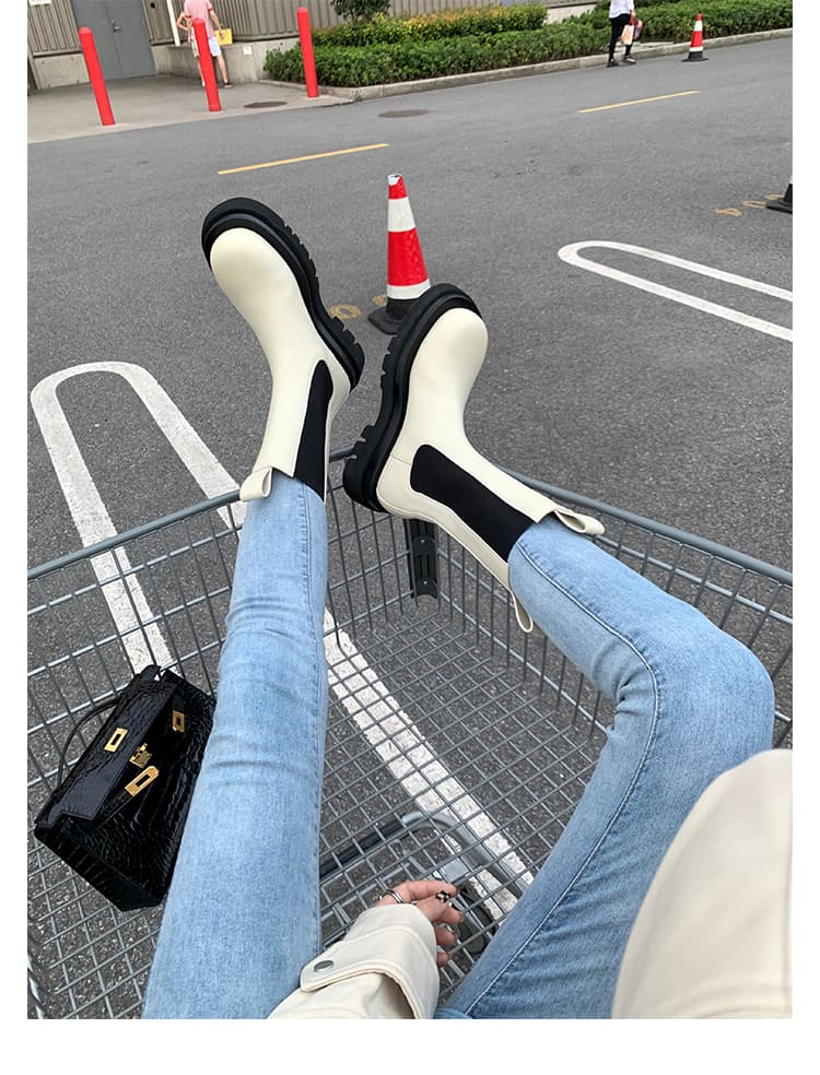 プラットフォーム厚底ショートブーツ