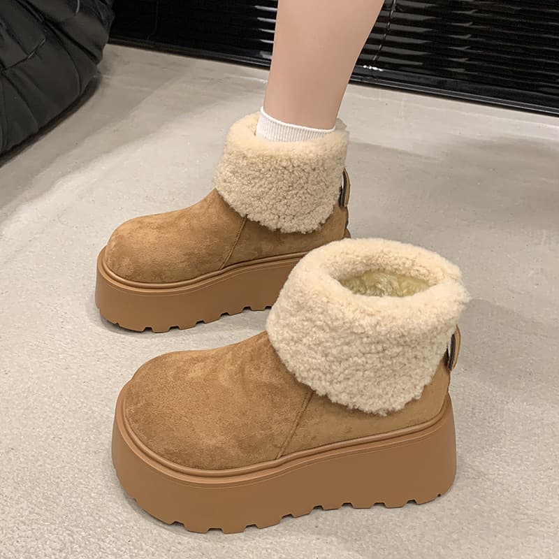 もこもこ厚底ムートンショートブーツ