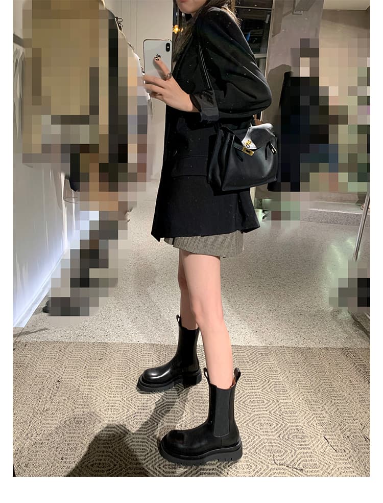 プラットフォーム厚底ショートブーツ