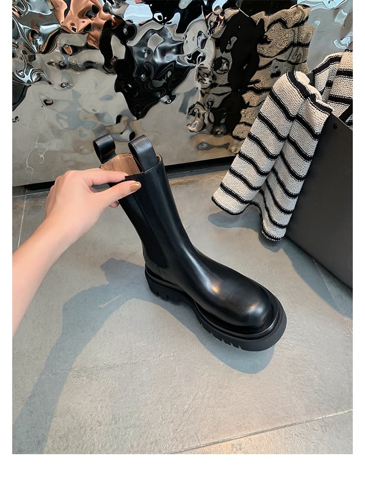 プラットフォーム厚底ショートブーツ