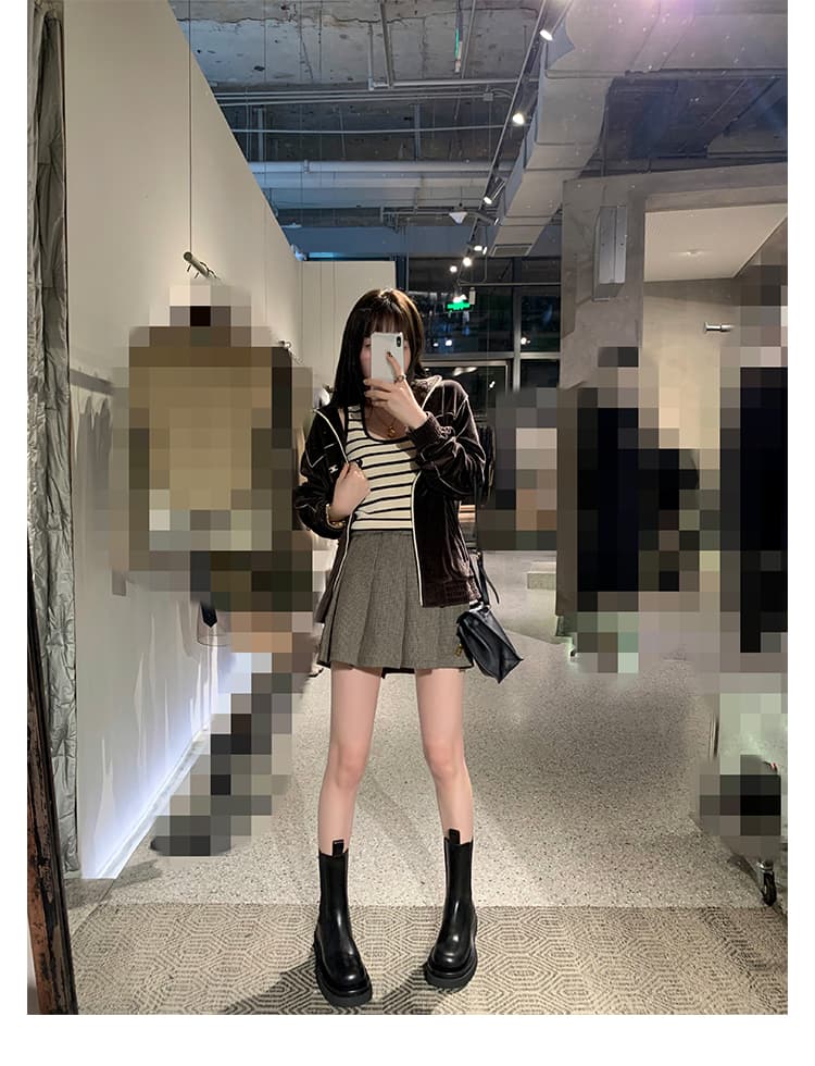 プラットフォーム厚底ショートブーツ