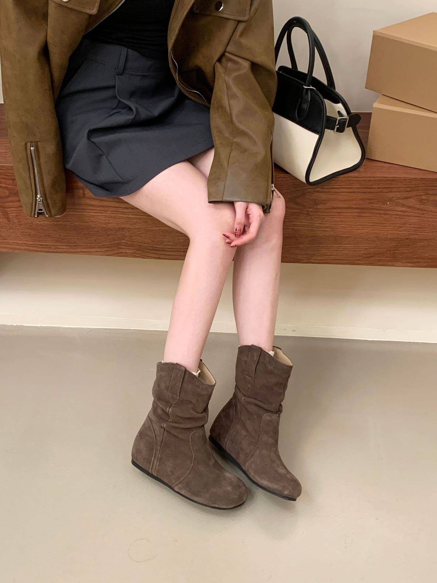 くしゅくしゅギャザーショートブーツ