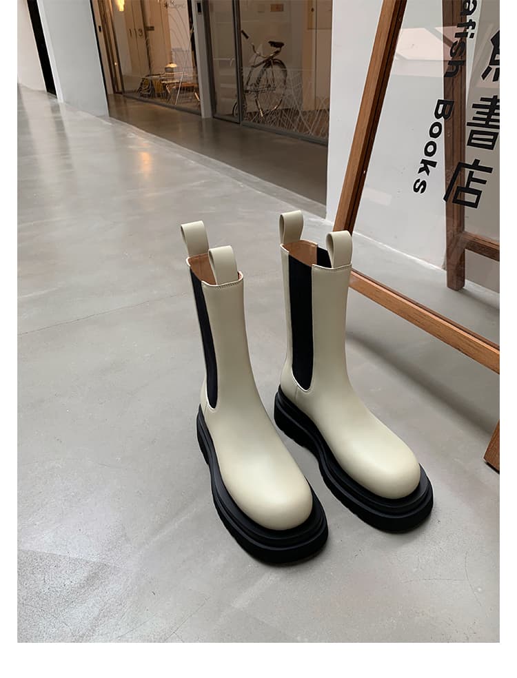 プラットフォーム厚底ショートブーツ