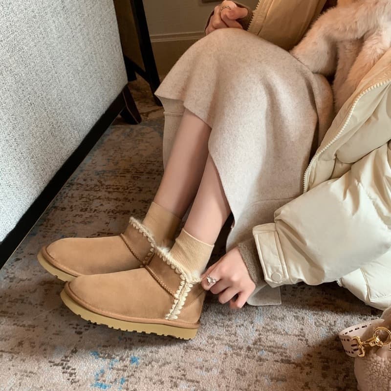 ふわもこ裏ボアムートンショートブーツ