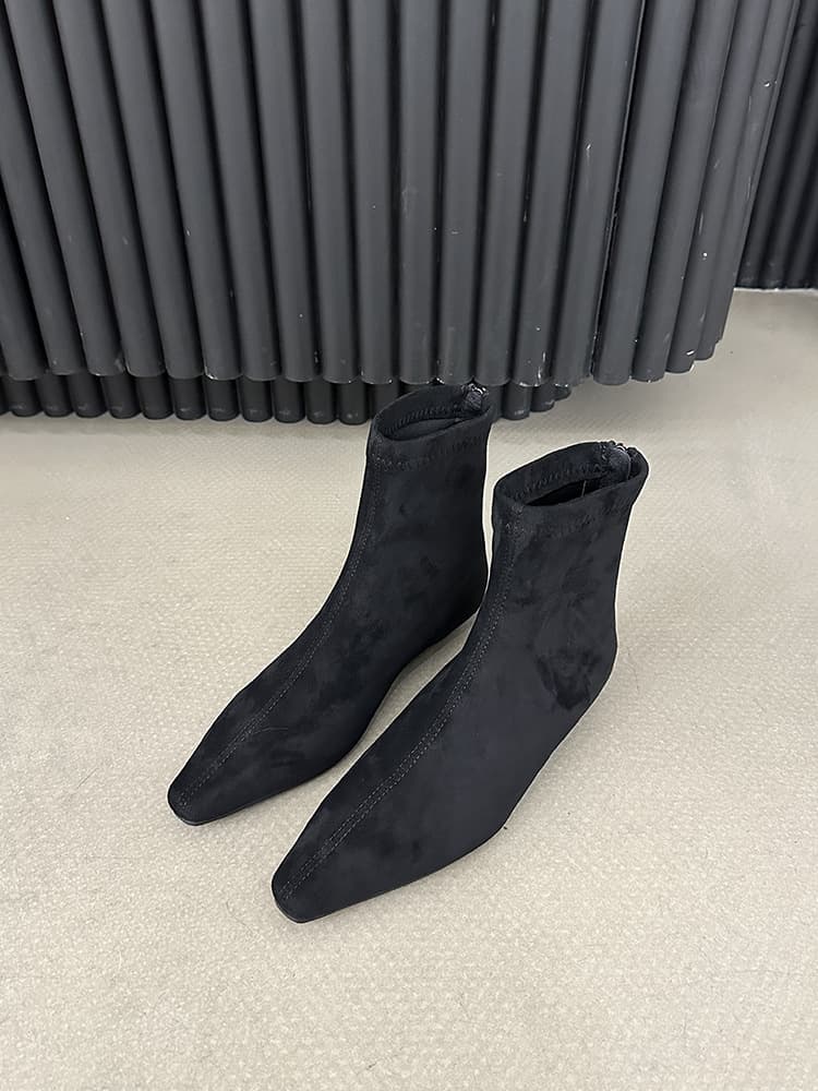 スクエアトゥ シンプルショートブーツ