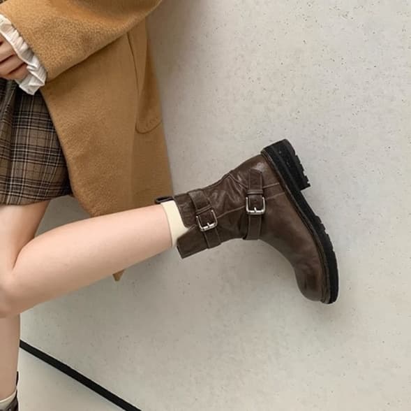 レトロジッパーエンジニアショートブーツ