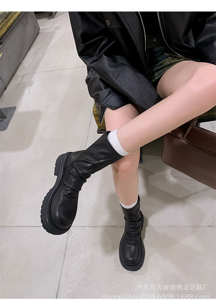 ジッパー付きストレッチショートブーツ