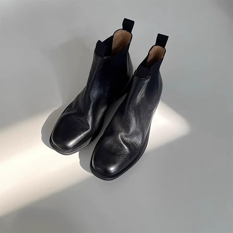 ハイエンド上質レザーショートブーツ