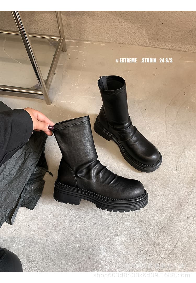 ジッパー付きストレッチショートブーツ