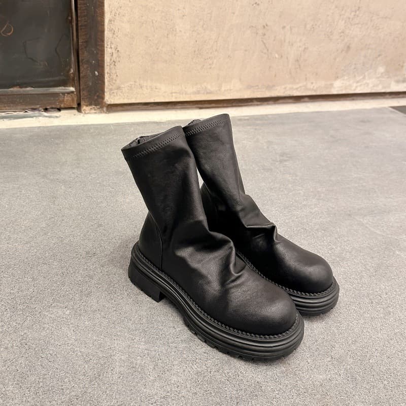 ジッパー付きストレッチショートブーツ