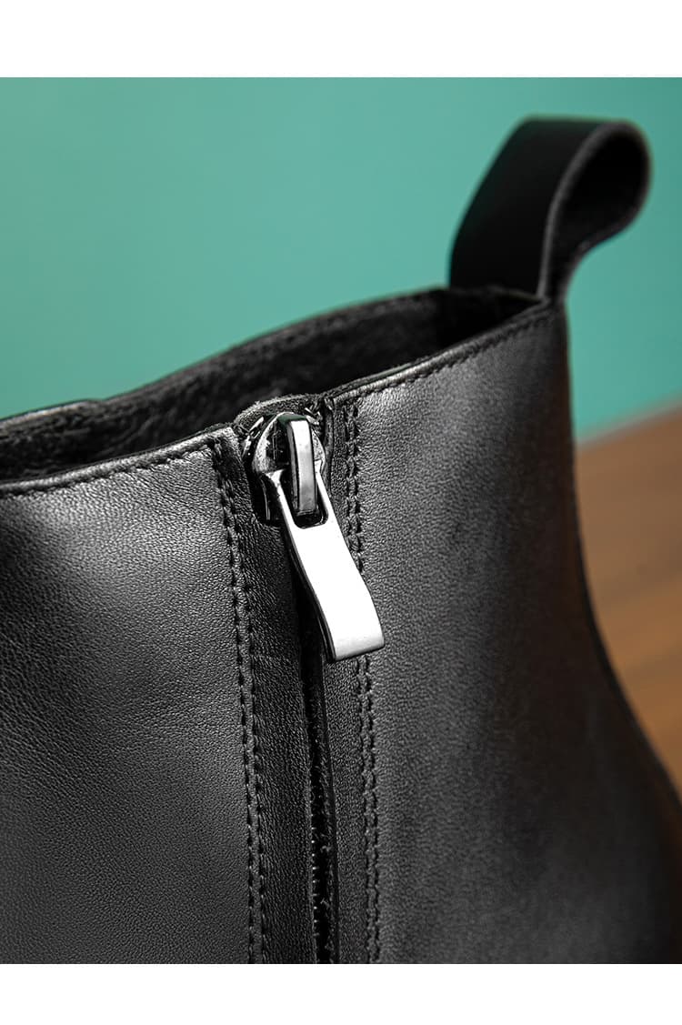上質な本革サイドジップショートブーツ